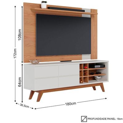 Rack Para Sala Norena Com Painel Para 70 Pol. Amélie C05 Freijó-off White Matte - Mpozenato