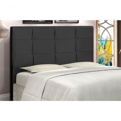 Cabeceira Hylux Estofada Com Botão De Tecido Para Cama Box Casal Queen Size 164cm Preto -