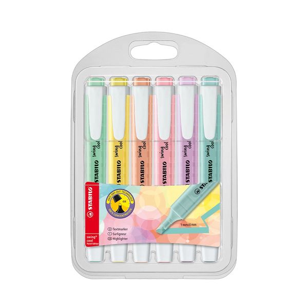 Marcador de Texto Stabilo Swing Cool com 6 Cores Tons Pastel