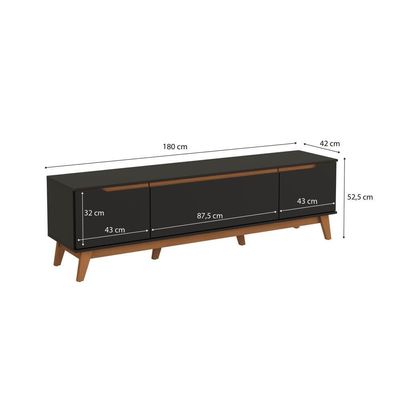 Rack Kappesberg 3 Portas Preto Fosco 180cm
