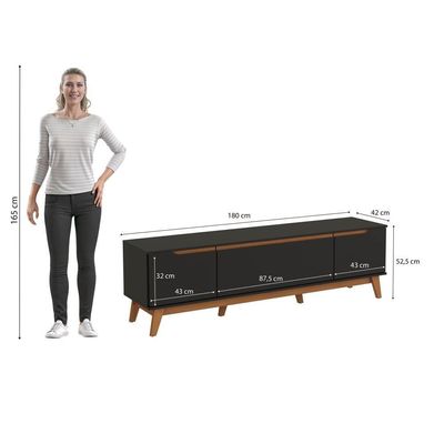 Rack Kappesberg 3 Portas Preto Fosco 180cm