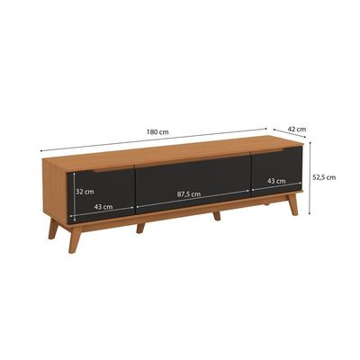 Rack Kappesberg 3 Portas Canela/Preto Fosco 180cm