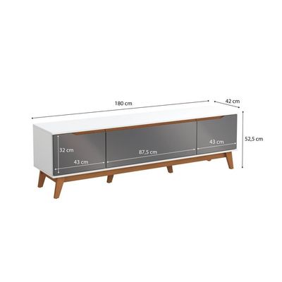 Rack Kappesberg 3 Portas Branco/Chumbo 180cm