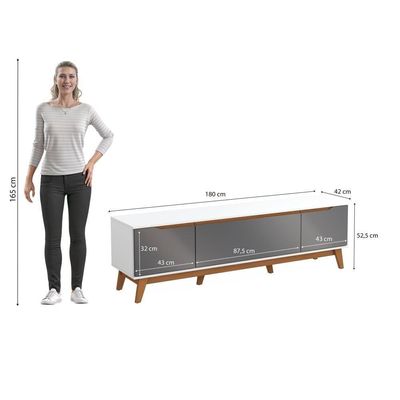 Rack Kappesberg 3 Portas Branco/Chumbo 180cm