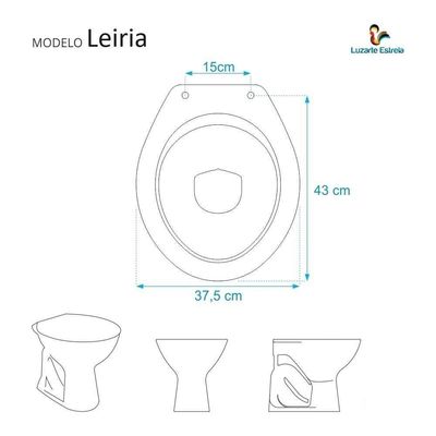 Tampa De Vaso Poliester Com Amortecedor Leiria Preto Para Bacia Luzarte
