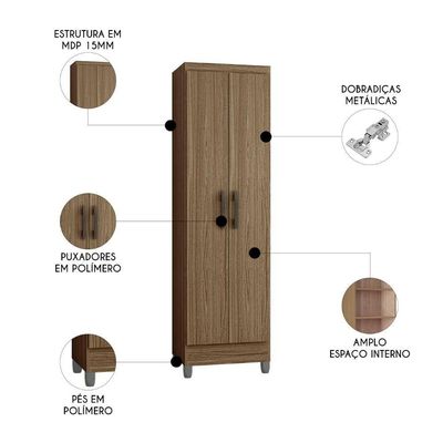 Armário Multiuso 52cm 2 Portas Muniz P11 Castanho - Mpozenato
