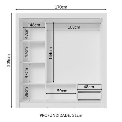 Guarda-roupa Casal 3 Portas De Correr Branco Sublime Madesa