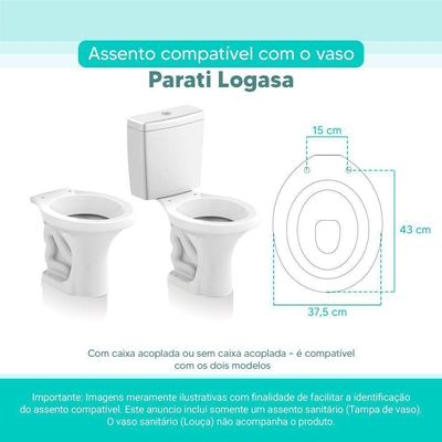 Tampa Vaso Sanitário Madeira Laqueada Parati Branco Para Bacia Logasa