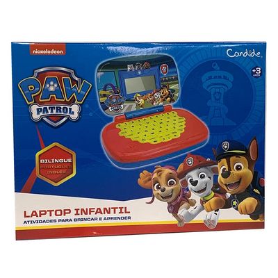 Kit Laptop Infantil Educativo Candide Patrulha Canina Bilíngue + 1 Fidget Spinner Sortido