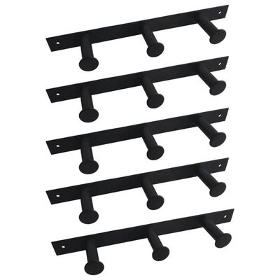 Kit 5 Cabideiros de Parede 3 Ganchos Multiusos Preto Provador Loja Roupas Bolsas Duler
