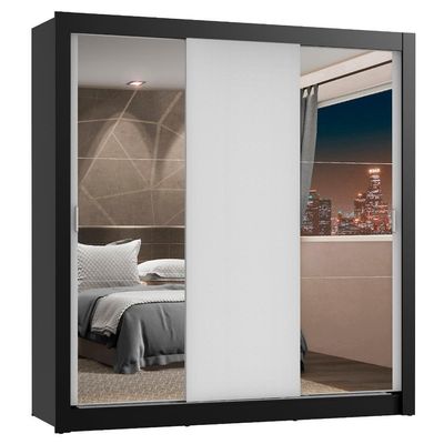 Guarda-roupa Casal Lyon Plus 3 Portas de Correr com Espelhos 4 Gavetas Madesa