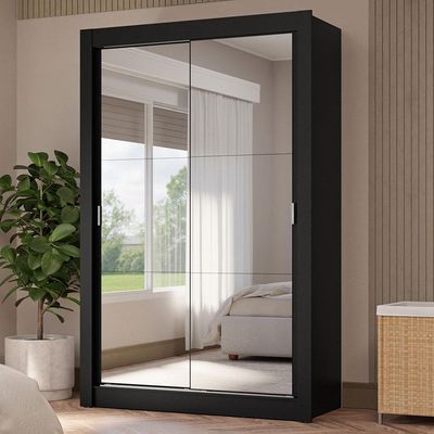 Guarda-roupa Solteiro 2 Portas Correr Espelhos 4 Gavetas