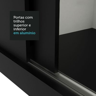 Guarda-roupa Solteiro 2 Portas Correr Espelhos 4 Gavetas