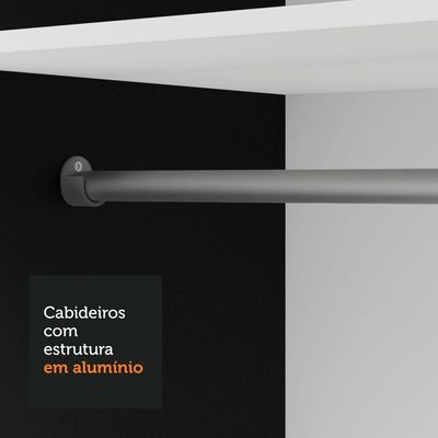 Guarda-roupa Solteiro 2 Portas Correr 2 Gavetas Preto/cinza