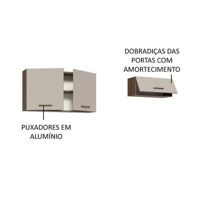 Kit 2 Armários Aéreos Multiuso 3 Portas Rustic/Crema