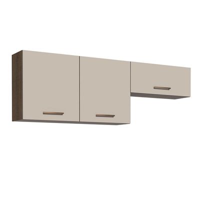 Kit 2 Armários Aéreos Multiuso 3 Portas Rustic/Crema