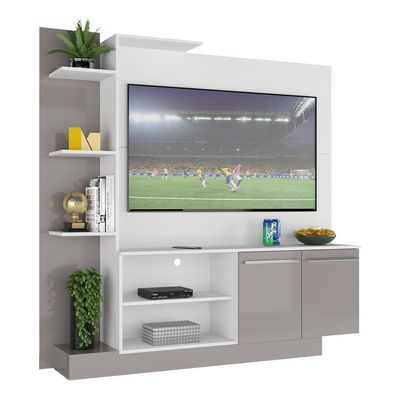 Estante+Painel Tv 55" E França Br2473 Branco/ Lacca Fumê