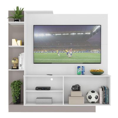Estante+Painel Tv 55" E França Br2473 Branco/ Lacca Fumê