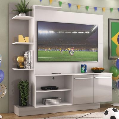 Estante+Painel Tv 55" E França Br2473 Branco/ Lacca Fumê