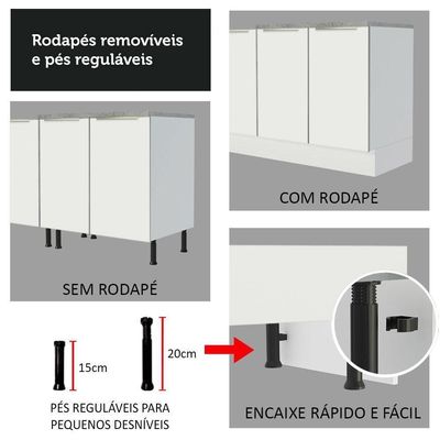 Ilha De Cozinha Com Bancada E Balcão 120 Cm Branco