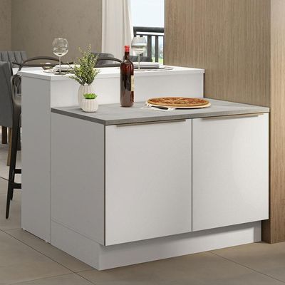 Ilha De Cozinha Com Bancada E Balcão 120 Cm Branco