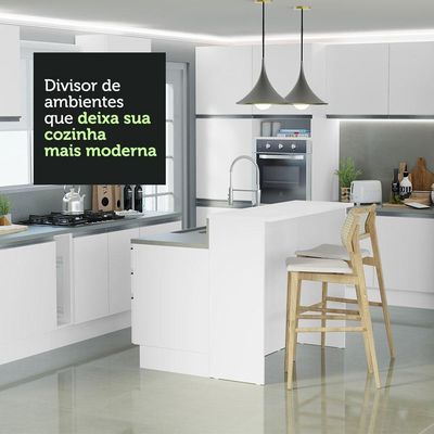 Ilha De Cozinha Com Bancada E Balcão 120 Cm Branco
