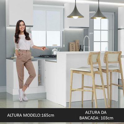 Ilha De Cozinha Com Bancada E Balcão 120 Cm Branco