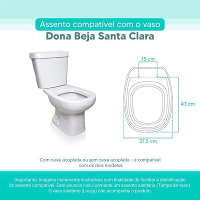 Tampa Vaso Sanitário Madeira Laqueada Dona Beja Branco Para Bacia Santa Clara