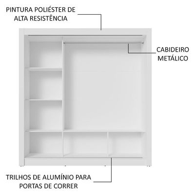 Guarda-roupa Casal 3 Portas De Correr Branco Nobre Madesa