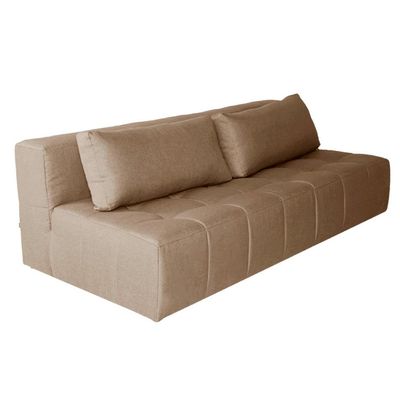Sofá Modular 3 Lugares com Puff Soho Linho Bege