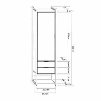 Guarda-Roupa Closet Industrial Mital 1 PT 2 GV Off White e Dourado
