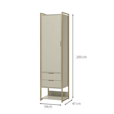 Guarda-Roupa Closet Industrial Mital 1 PT 2 GV Off White e Dourado