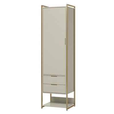 Guarda-Roupa Closet Industrial Mital 1 PT 2 GV Off White e Dourado