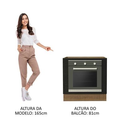 Balcão Forno Embutir 80x60cm Sem Tampo Rustic/preto