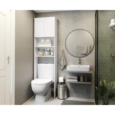 Armário Banheiro para Vaso Sanitário 2 Portas Branco