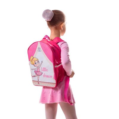 Mochila Infantil Bailarina Pink Verniz Sublimada com Porta Garrafa e Bolso Colombina