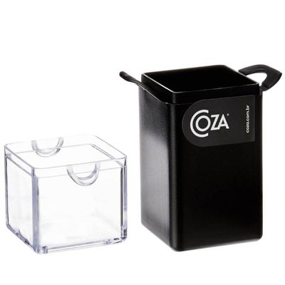 Paliteiro De Mesa 70ml Plástico Coza 5x4x9cm Porta Palito de Dente Preto Visor