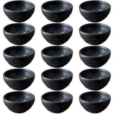Kit 15 Ramequins Molheira 50ml Cerâmica Orgânico Preto Buffet Restaurante Porto Brasil