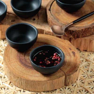Kit 15 Ramequins Molheira 50ml Cerâmica Orgânico Preto Buffet Restaurante Porto Brasil