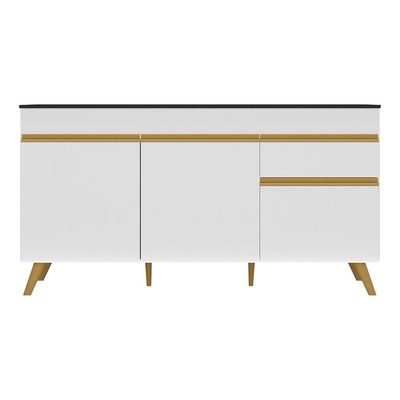 Balcão Cozinha Gabinete Pia 150 Cm 3 Portas Gw Mp2072 Branco