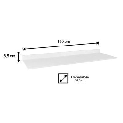 Tampo Para Balcão De Cozinha 150cm Mdp Branco - Lumil Móveis