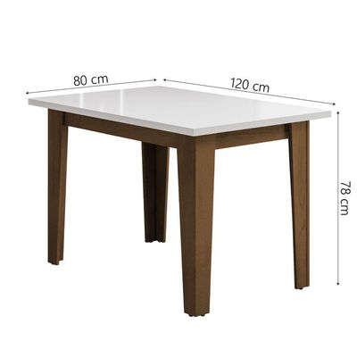 Conjunto De Mesa Sala De Jantar Miami Com 4 Cadeiras Trieste Suede 1,20m Cedro / Off White / Mascavo