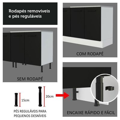 Balcão Multiuso 120cm 2 Portas 3 Gavetas Branco