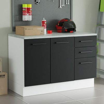 Balcão Multiuso 120cm 2 Portas 3 Gavetas Branco
