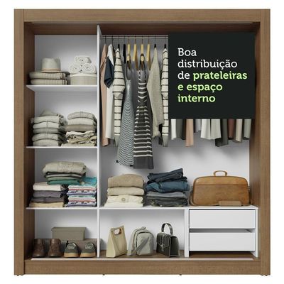 Guarda-Roupa Casal 3 Portas Correr Rustic/Cinza