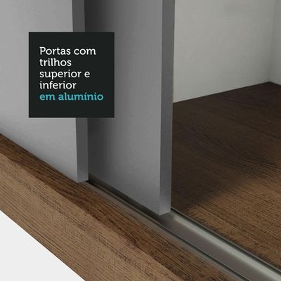Guarda-Roupa Casal 3 Portas Correr Rustic/Cinza