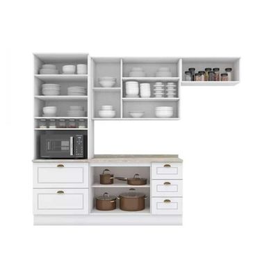 Cozinha Modulada Completa Americana 5 Peças 2aéreos+ 1 Paneleiro +1balcão + 1 Complemento C5p32 Branco