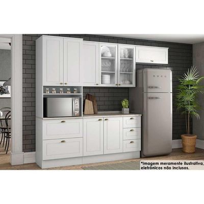 Cozinha Modulada Completa Americana 5 Peças 2aéreos+ 1 Paneleiro +1balcão + 1 Complemento C5p32 Branco