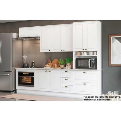 Cozinha Modulada Americana 7 Peças 2 Aéreos + 2 Balcões + 1 Paneleiro + 2 Complementos C5p42 Branco2 Aéreos + 1 Balcão + 1 Complemento