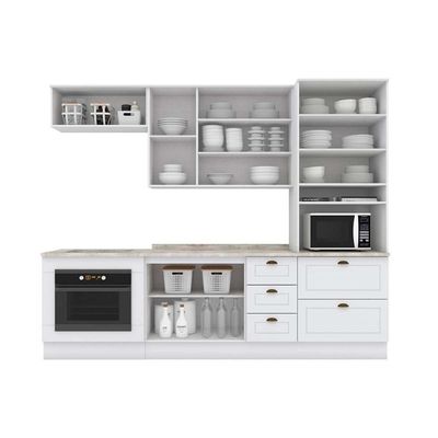 Cozinha Modulada Americana 7 Peças 2 Aéreos + 2 Balcões + 1 Paneleiro + 2 Complementos C5p42 Branco2 Aéreos + 1 Balcão + 1 Complemento